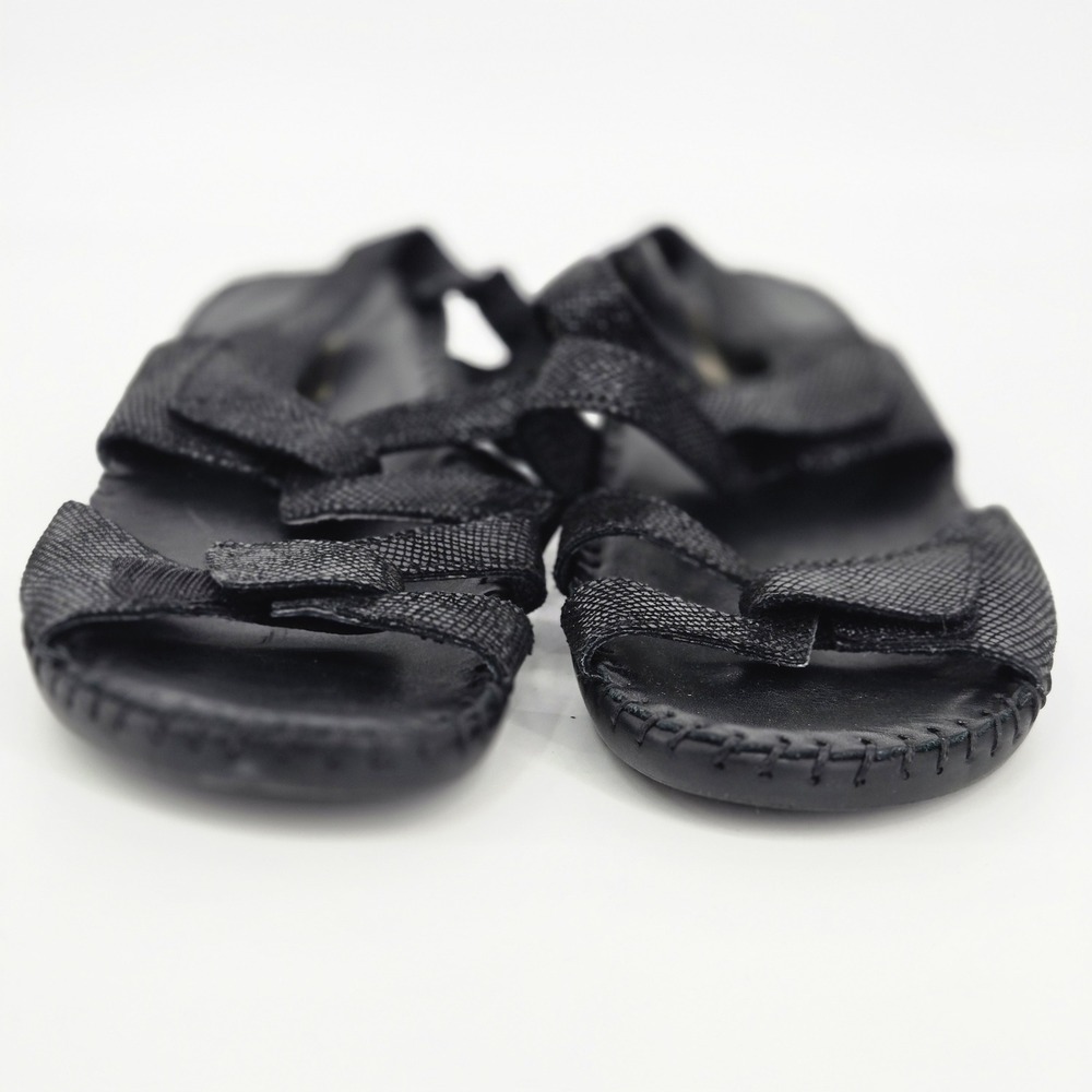 La Plume Becka Black Metallic Snakeskin Leather Orthotic Slingback Sandals 41 10 - Picture 3 of 11